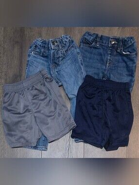Childrens Place Lot Of 4 2 Bootcut Adjustable Waist Jeans & 2 Active Wear Shorts